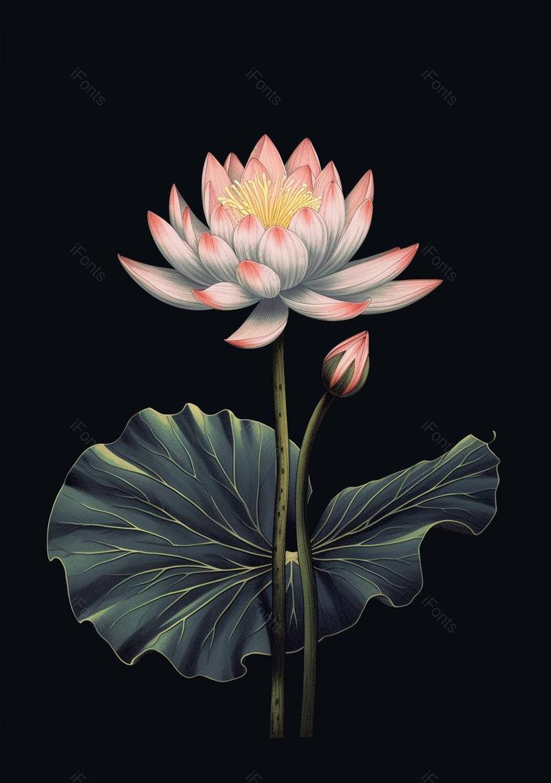 二十四节气夏至夏季黑死背景荷花荷叶开花绿色插画,插画/手绘图,插画/手绘图库,插画/手绘图下载,插画/手绘
